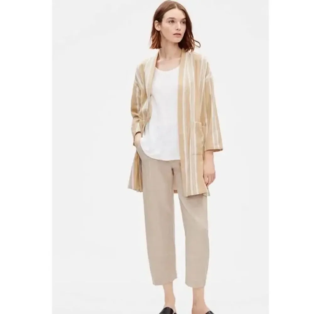 Eileen Fisher Organic striped kimono jacket - Picture 1 of 5